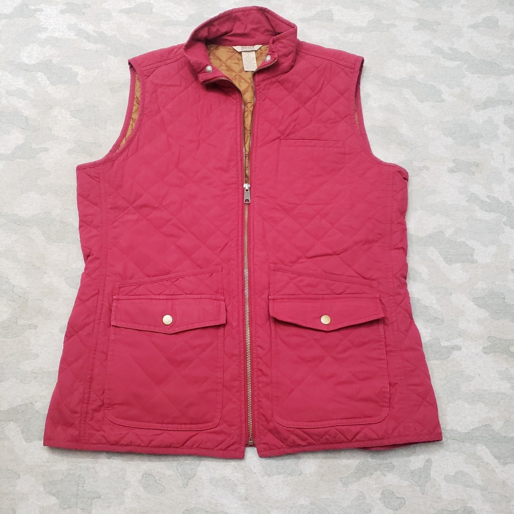 Duluth Trading Diamond Quilted Vest Womens Large Red Full Zip Insulated